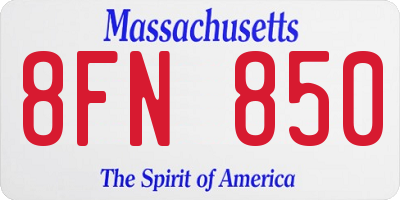 MA license plate 8FN850
