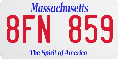 MA license plate 8FN859