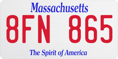 MA license plate 8FN865