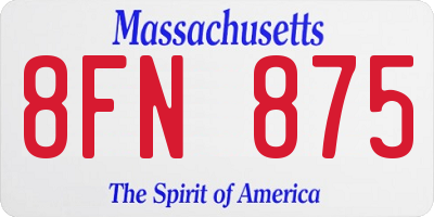 MA license plate 8FN875