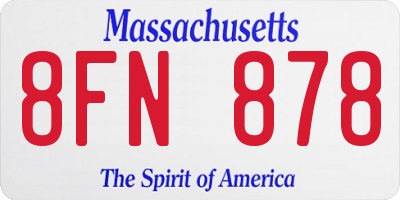 MA license plate 8FN878