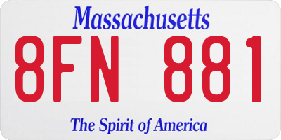 MA license plate 8FN881