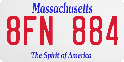 MA license plate 8FN884