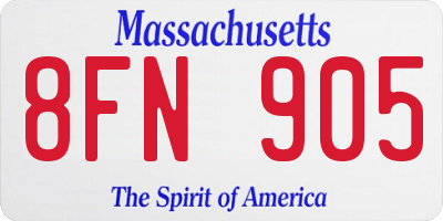MA license plate 8FN905