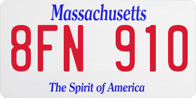 MA license plate 8FN910