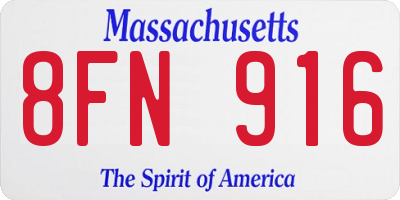 MA license plate 8FN916