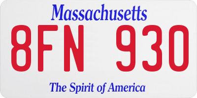 MA license plate 8FN930