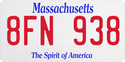 MA license plate 8FN938