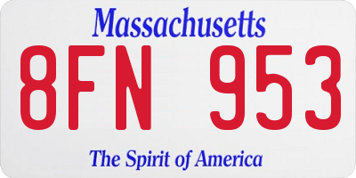 MA license plate 8FN953