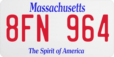 MA license plate 8FN964