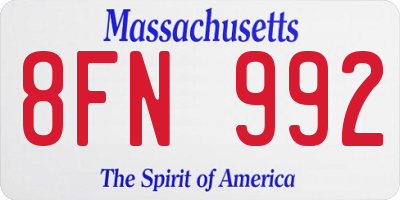 MA license plate 8FN992