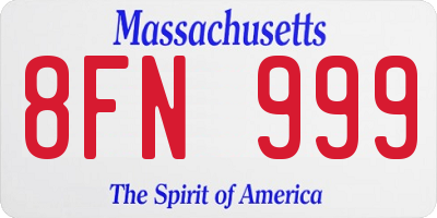 MA license plate 8FN999