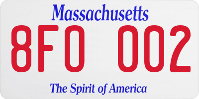 MA license plate 8FO002