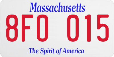 MA license plate 8FO015