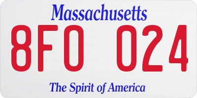 MA license plate 8FO024