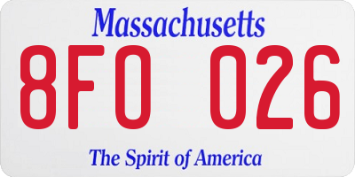 MA license plate 8FO026
