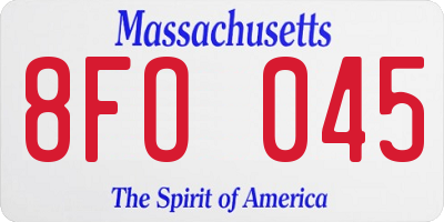 MA license plate 8FO045