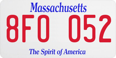 MA license plate 8FO052