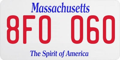 MA license plate 8FO060