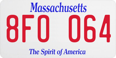 MA license plate 8FO064