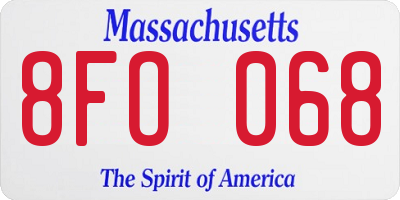 MA license plate 8FO068
