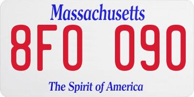 MA license plate 8FO090