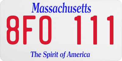 MA license plate 8FO111