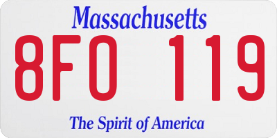 MA license plate 8FO119