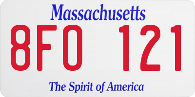 MA license plate 8FO121
