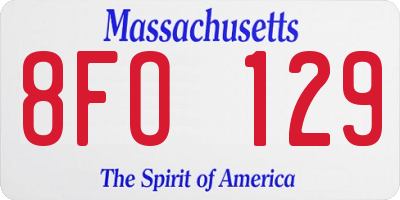 MA license plate 8FO129
