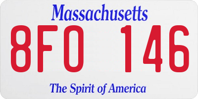 MA license plate 8FO146