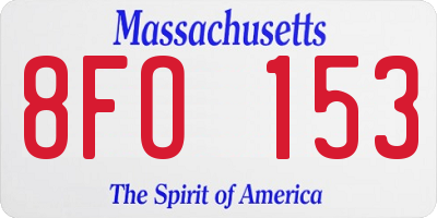 MA license plate 8FO153