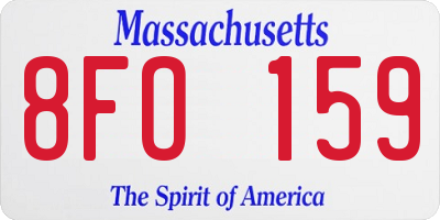 MA license plate 8FO159