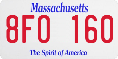 MA license plate 8FO160