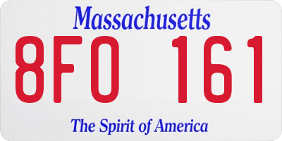 MA license plate 8FO161