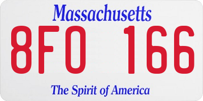 MA license plate 8FO166