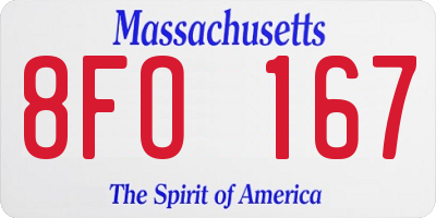 MA license plate 8FO167