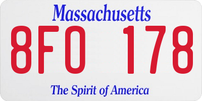 MA license plate 8FO178