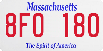MA license plate 8FO180