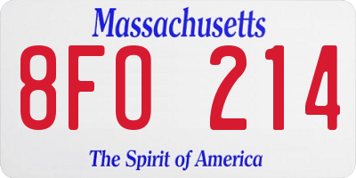 MA license plate 8FO214