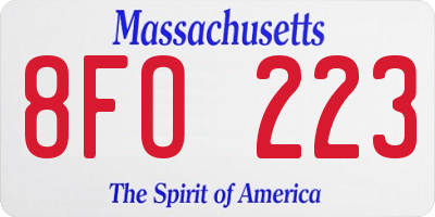MA license plate 8FO223