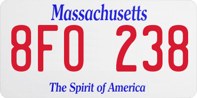 MA license plate 8FO238