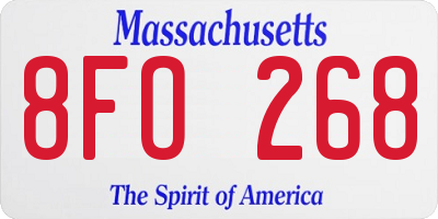 MA license plate 8FO268