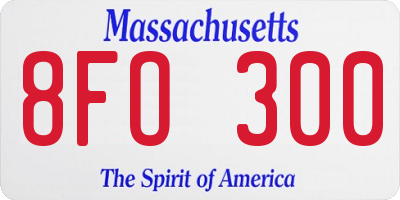 MA license plate 8FO300