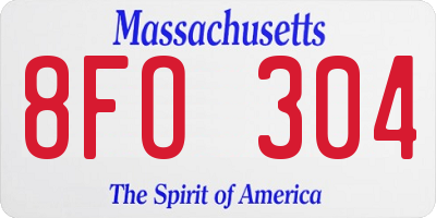 MA license plate 8FO304