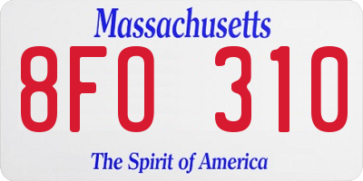 MA license plate 8FO310