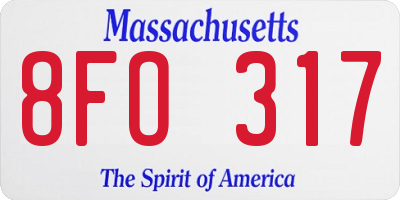 MA license plate 8FO317