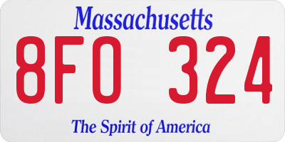MA license plate 8FO324
