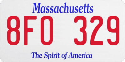MA license plate 8FO329