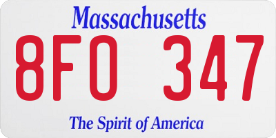 MA license plate 8FO347